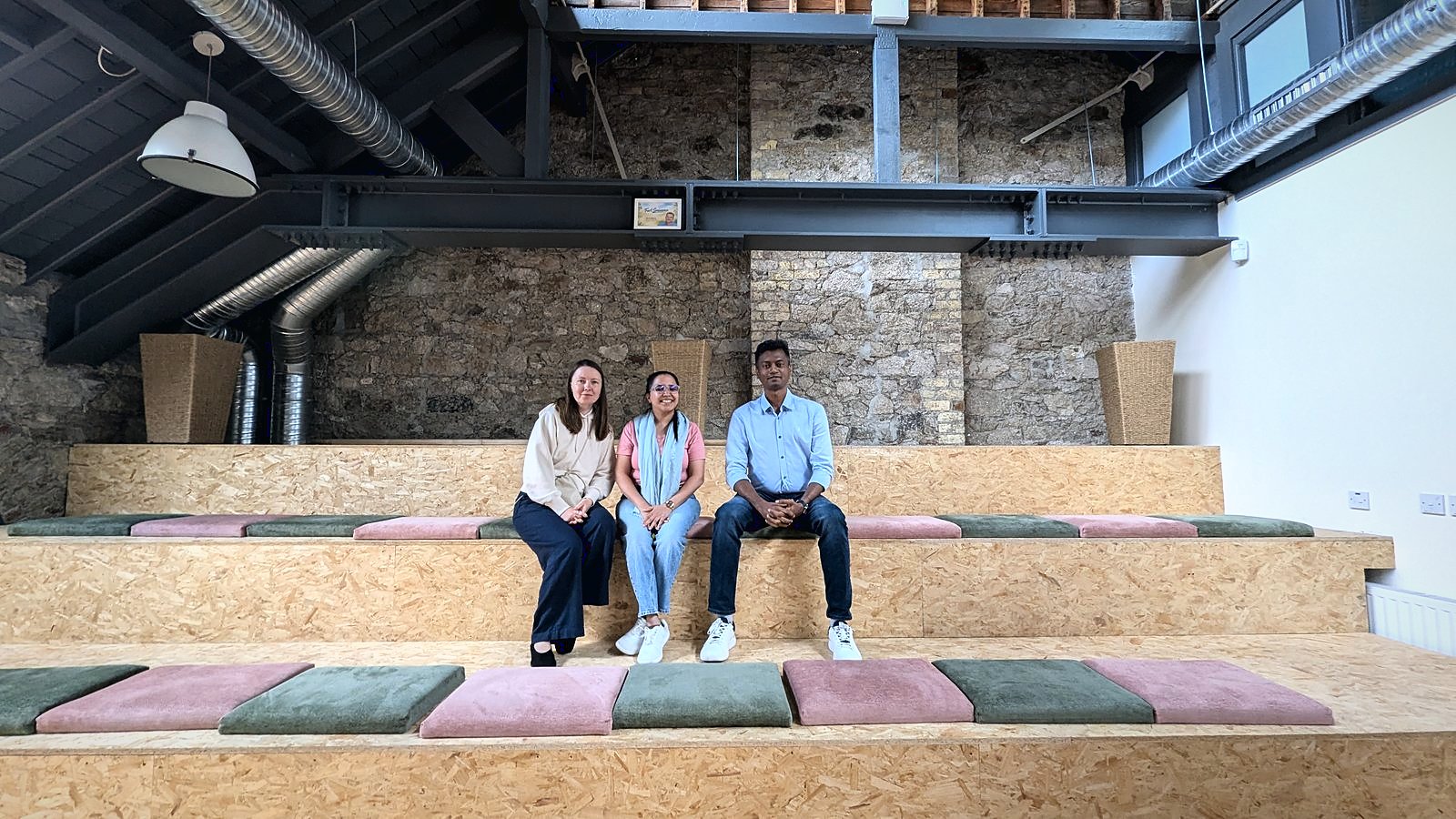 A team on the steps